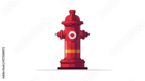 Red Fire Hydrant in Flat Style Isolated on White Background