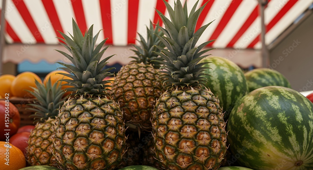 Fototapeta premium Pineapple and Watermelon Display