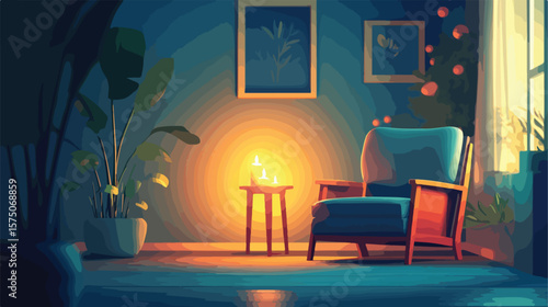 Tranquil Relaxation in Home with Candlelight Ambiance