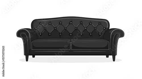 Modern Black and White Sofa Flat Vector Icon for Designers