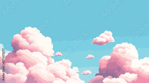 Serenity in the Sky: Soft Pink Clouds Against Clear Blue