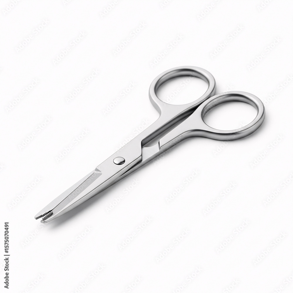 Obraz premium Metal scissors isolated on white background. Clipping path included. 3D illustration
