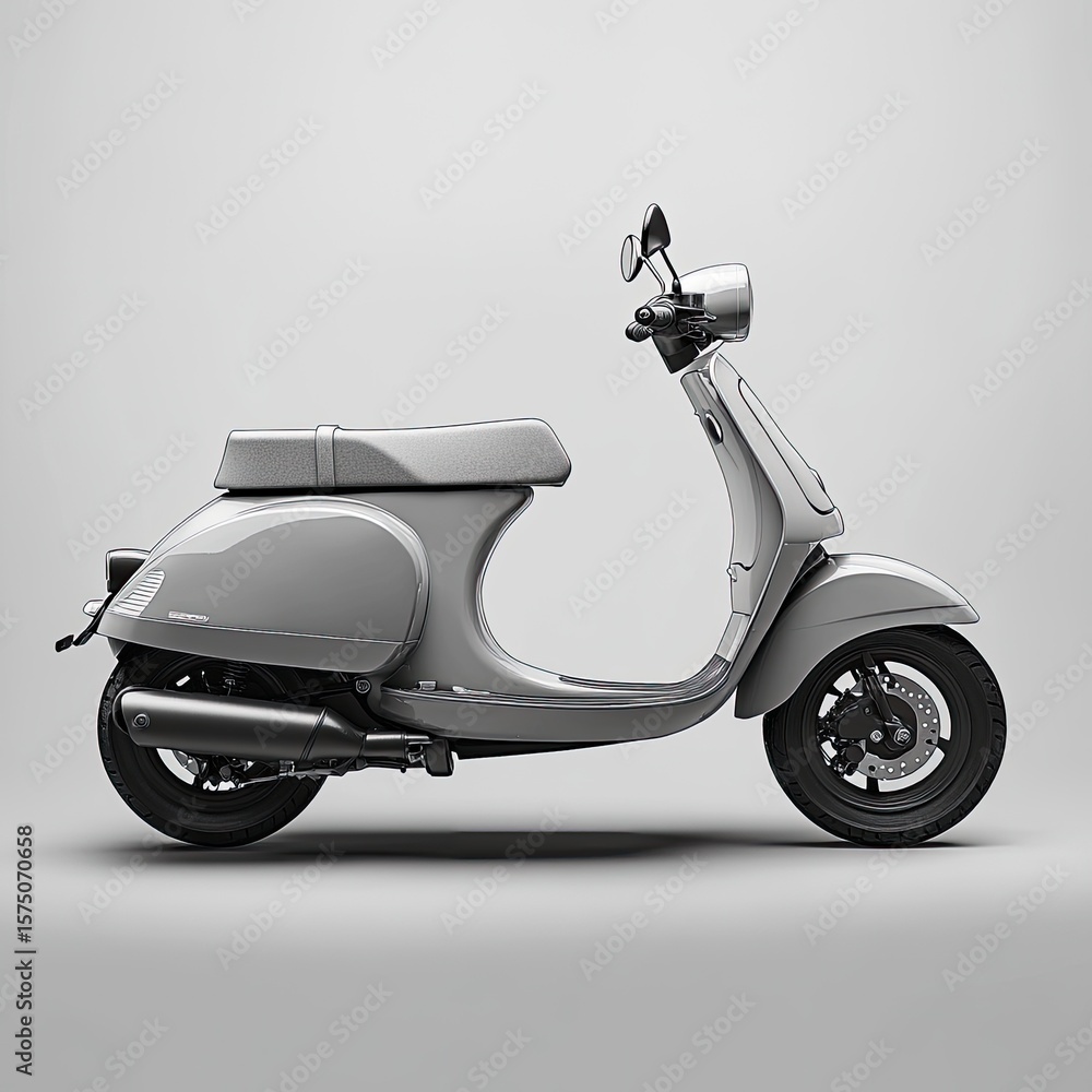 Obraz premium Gray Scooter Studio Shot; Empty Room. Possible Use Product Photography