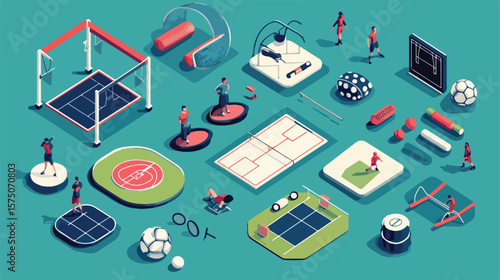 Dynamic Sport Isometric Vector Illustration Set for Designers
