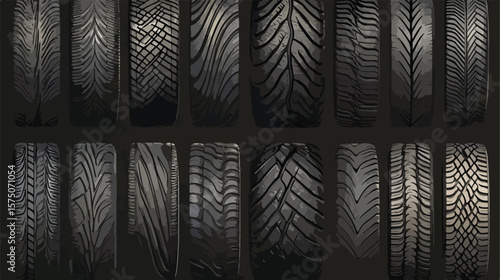 Wallpaper Mural Tire Traces Set Flat Vector Illustration Torontodigital.ca