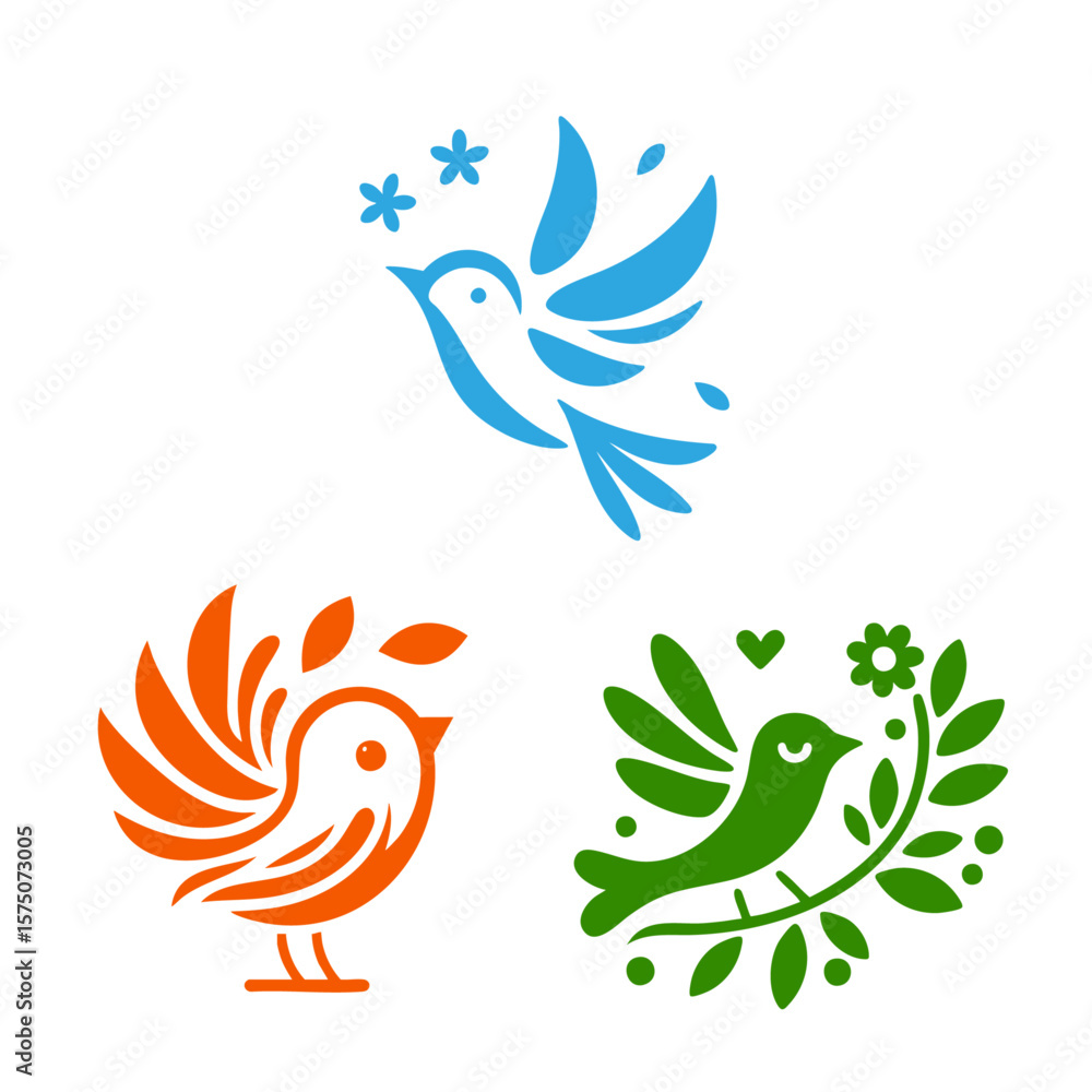 Fototapeta premium カラフルな鳥のイラストセット