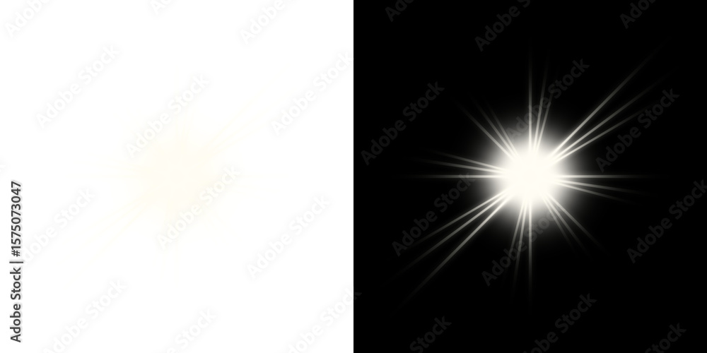 Fototapeta premium Sharp Starburst Light Effects with Transparent and Black Backgrounds 