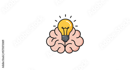 Illustration of a brain with a lightbulb representing a bright idea