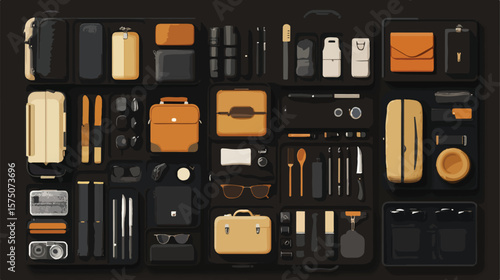 Efficient Luggage Packing for Travel: Flat Vector Illustration