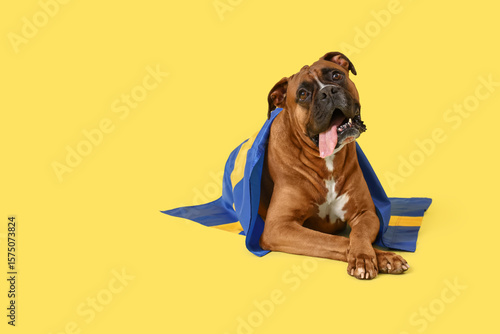 Boxer dog with flag of Swed...