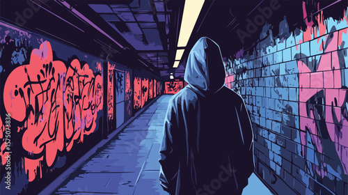 Hooded Shirt Walking Through Spooky Underground