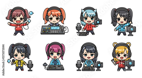 Kawaii Music Producers: Cute Anime Girls with Studio Equipment