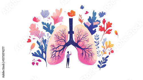 Creative Human Lungs Cartoon Design for Anatomy Illustration