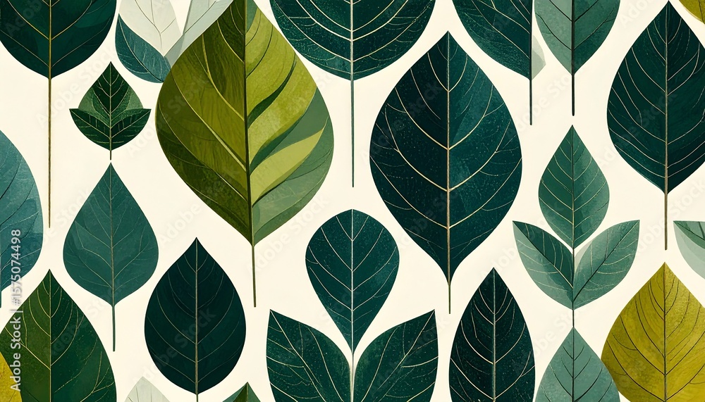 Elegant Green Leaf Pattern: A Botanical Art Print Elegant Green Leaf Pattern: A Botanical Art Print