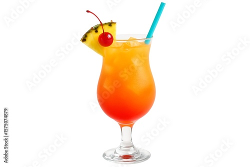 Tropical Sunset Cocktail - 'Sex on the Beach' Drink on White Background