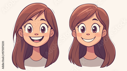 Smiling Happy Girl Flat Design Illustration