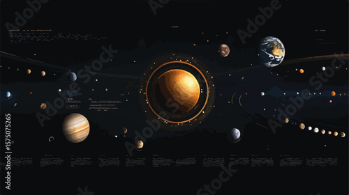 Illustration of Solar System with Planets