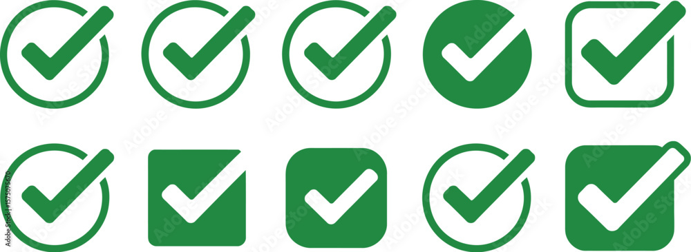 custom made wallpaper toronto digitalA collection of ten green check mark icons in various shapes on a white background