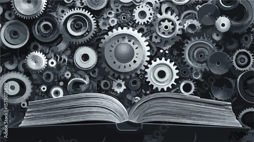Isolated Ebook Gears and Computer Vector Design