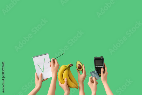 Hands holding fresh bananas...