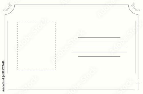 Funeral card. Simple layout with soft ivory background and leaf border.