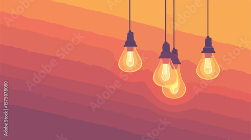 Modern Hanging Lamps Horizontal Banner Design