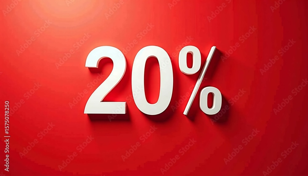 Discount offer announcement displaying 20 percent off on a vibrant red background promoting savings Discount offer announcement displaying 20 percent off on a vibrant red background promoting savings
