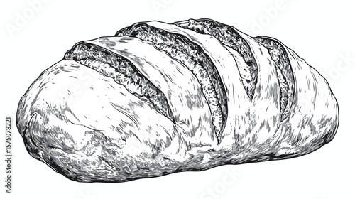 Fresh Large Loaf of Bread on White Background