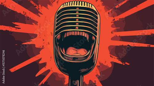 Professional Laughing Microphone Flat Vector Illustration
