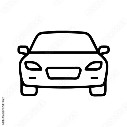 Simple Front View Outline Car Sedan Icon
