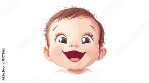 Adorable Smiling Baby with Cute Little Star Isolated on White Background