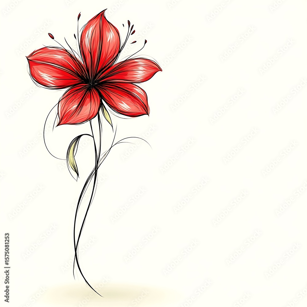 Obraz premium Ornate red flower illustration with elegant design.
