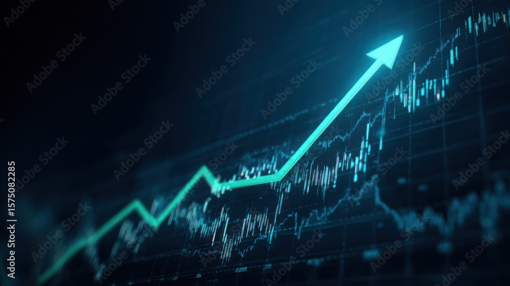 Naklejka premium Financial Stock Market Chart Growth Trend