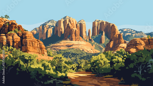 Tranquil Majestic Sandstone Mountain Range Landscape