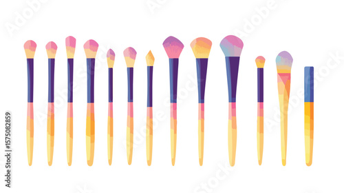 Professional Makeup Brush Set Vector Illustration