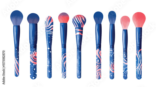 Professional Makeup Brush Set Vector Illustration for Beauty