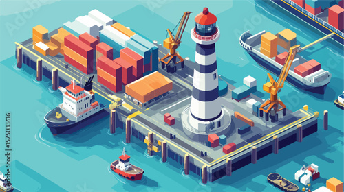 Scenic Marine Terminal with Lighthouse on Pier View