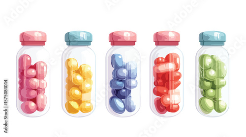 Medical Pills Bottle Vector Illustration in Flat Design