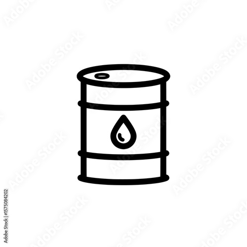 Simple oil barrel icon with droplet for industrial or energy themes