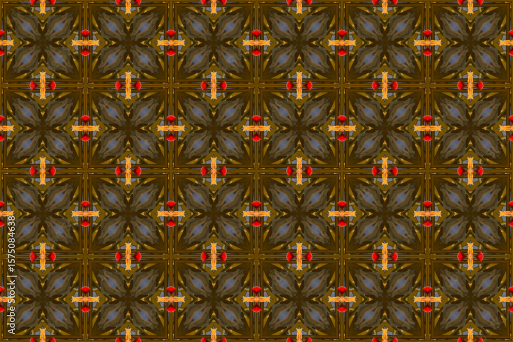 Fototapeta premium Seamless Design Graphic Tile Shape Cloth Art Fashion Endless Texture Textile Template Background Visual Geometric Digital Perspective Wallpaper Decoration Luxury Interior Symmetric Fabric Pattern.