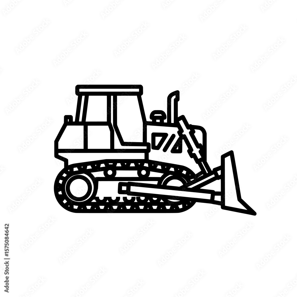 Naklejka premium Bulldozer construction vehicle on track for heavy-duty operations