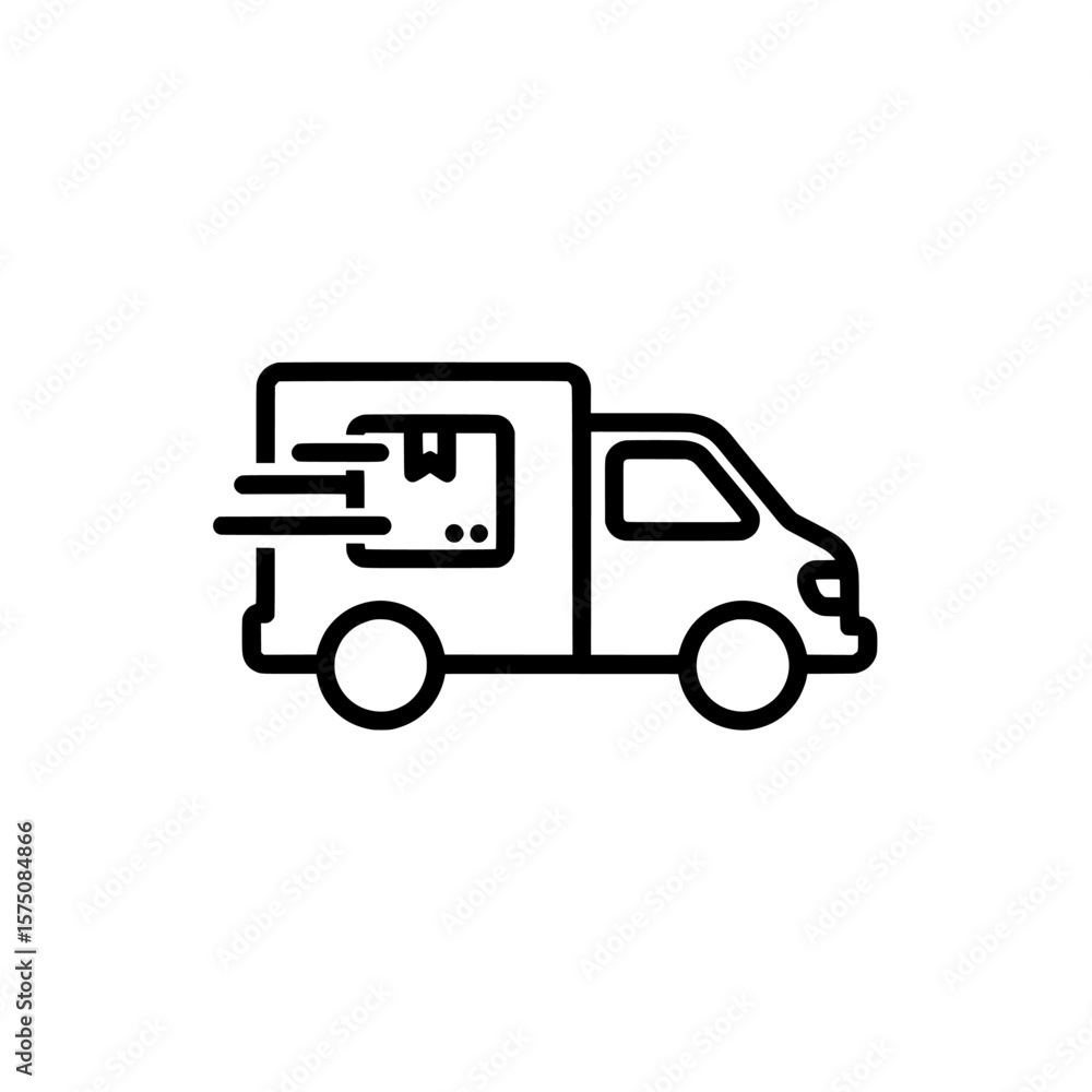 Fototapeta premium Fast delivery service truck icon for logistics and transportation