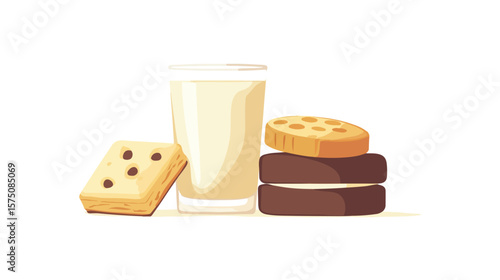 Biscuits and Milk Icon on White Background for Graphic Design
