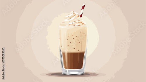 Delicious Milkshake Flat Vector Illustration Centered Composition