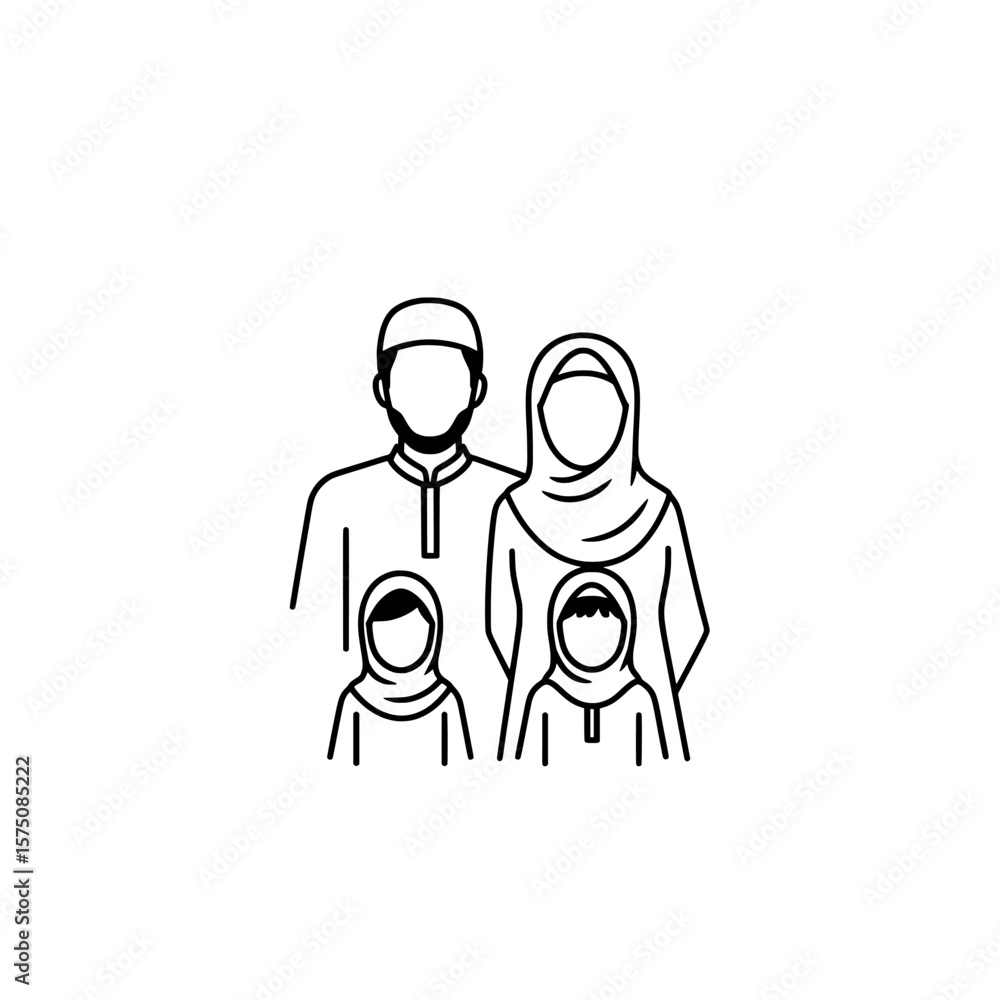 Family of four in traditional attire Family of four in traditional attire