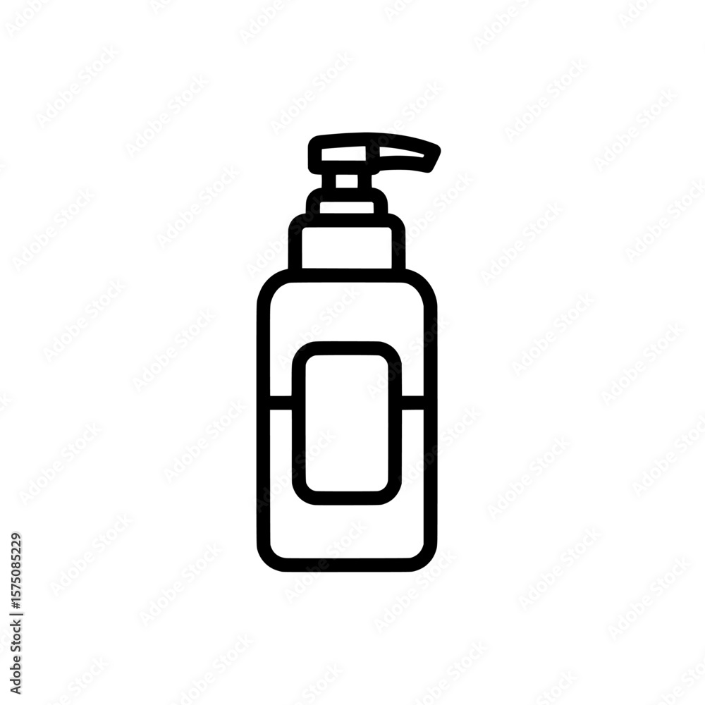 Black outline of a pump bottle for skincare or personal care products Black outline of a pump bottle for skincare or personal care products