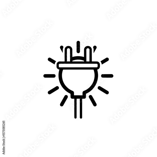 Electric plug symbol with rays emanating from the base for energy concepts