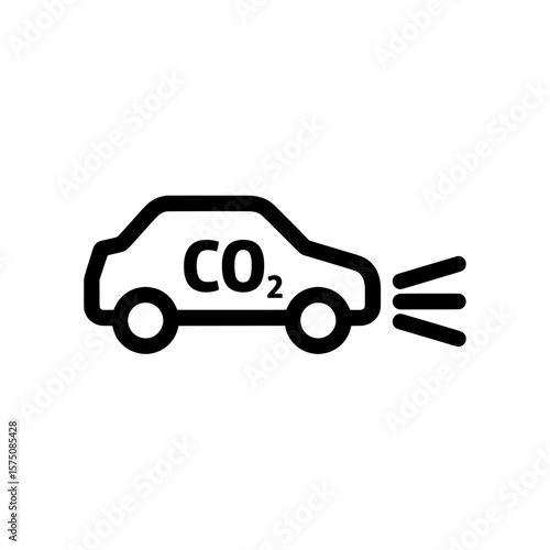 Car emitting carbon dioxide pollution icon for environmental awareness