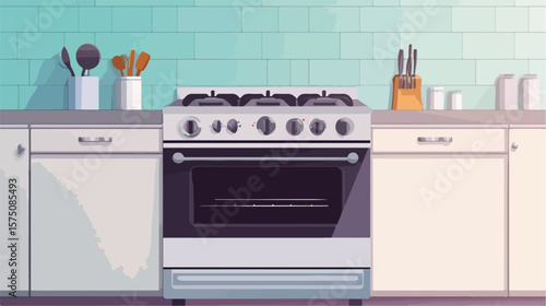 Modern Kitchen Appliance Stove Oven Illustration