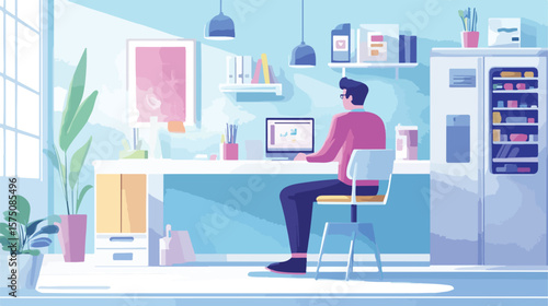 Creative Home Office Setup for Modern Graphic Designer